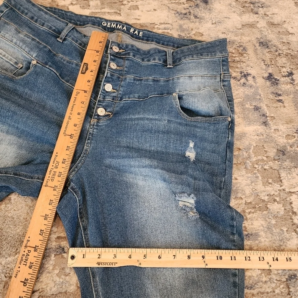 Gemma‎ Rae Stretch Denim Highrise Distressed Jeans Women's Plus Size 24W